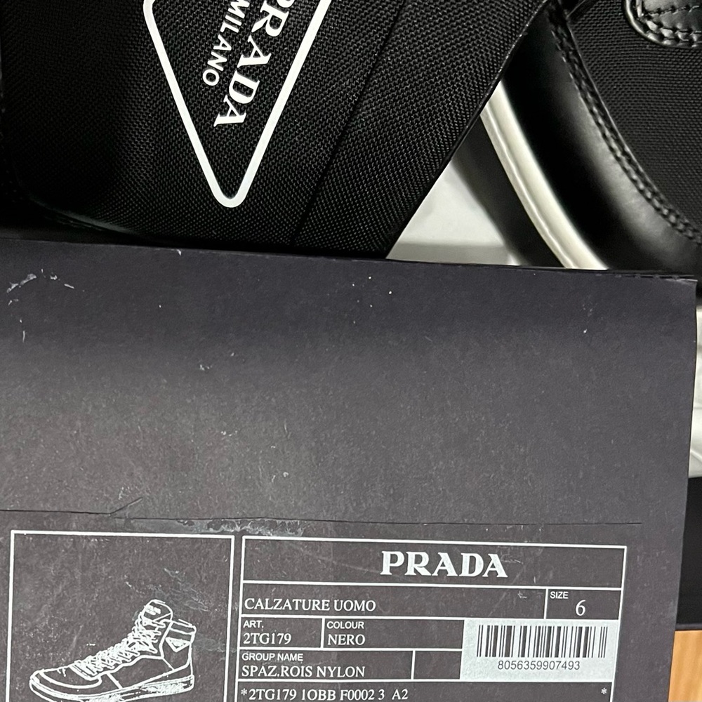 Prada Men's Black and White High-Top Sneakers size 36(6) - Picture 6 of 11